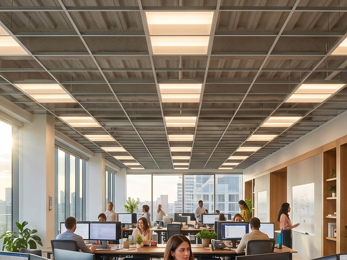 Instalación de iluminación en oficinas